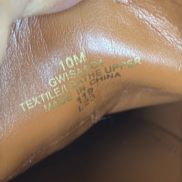 Brand New Guess Isaac Loafer Light Blue Denim Flats Neutral Tan Leather Trim - Picture 12 of 15